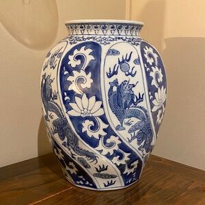 Grand vase vintage chinois en porcelaine / Blue and White Porcelain Vase